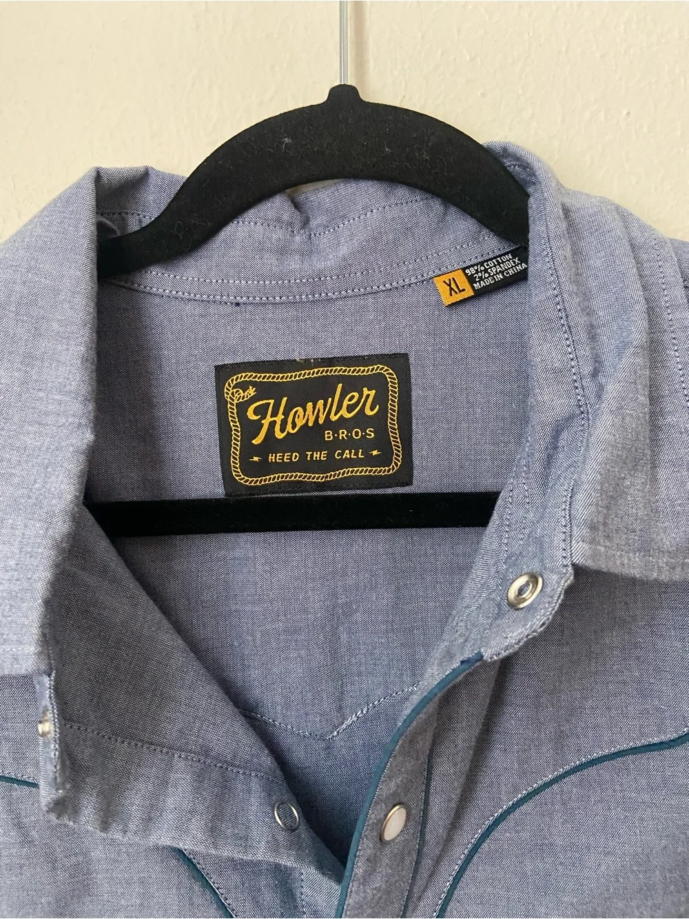 Howler Brothers Broncbuster Snapshirt Indigo Western Snap Shirt Men’s XL